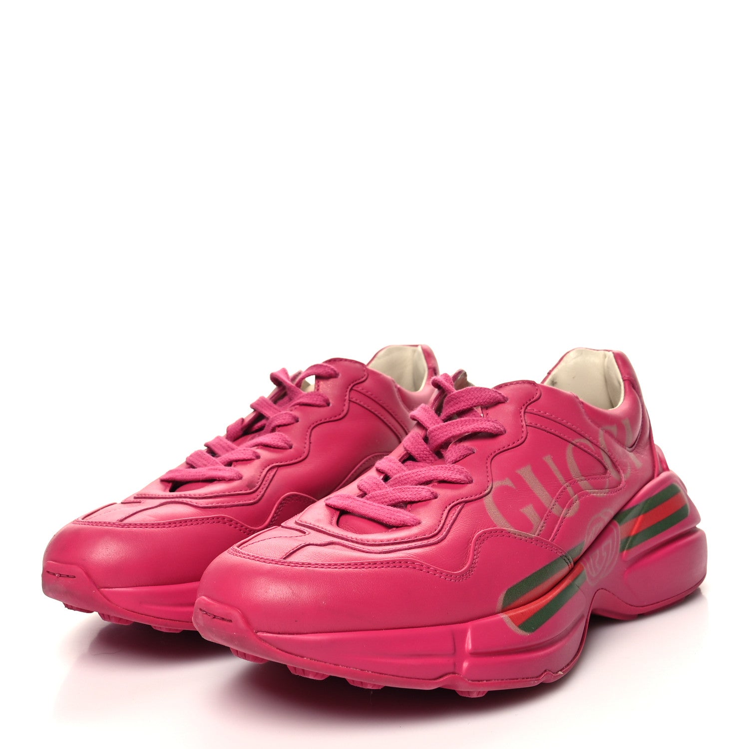 Gucci Calfskin Logo Womens Rhyton Sneakers 38.5 Box Pink 3 of 10