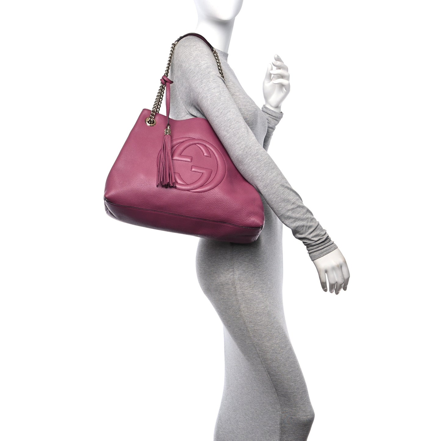 Pebbled Calfskin Medium Soho Chain Shoulder Bag Peonia Flower