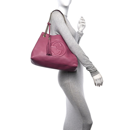 Gucci Pebbled Calfskin Medium Soho Chain Shoulder Bag Peonia Flower 2 of 10