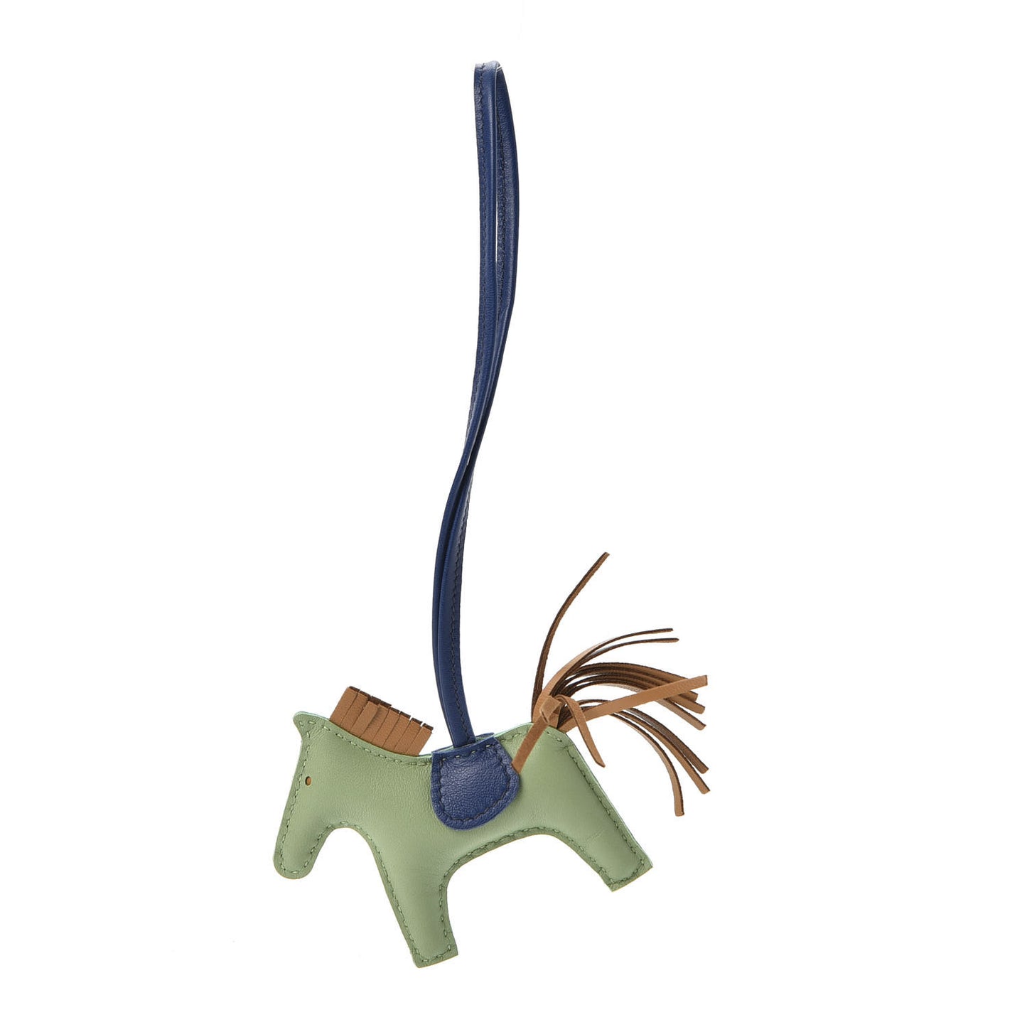 Milo Lambskin Grigri Rodeo Horse Bag Charm PM Vert Criquet Sesame Bleu de Malte