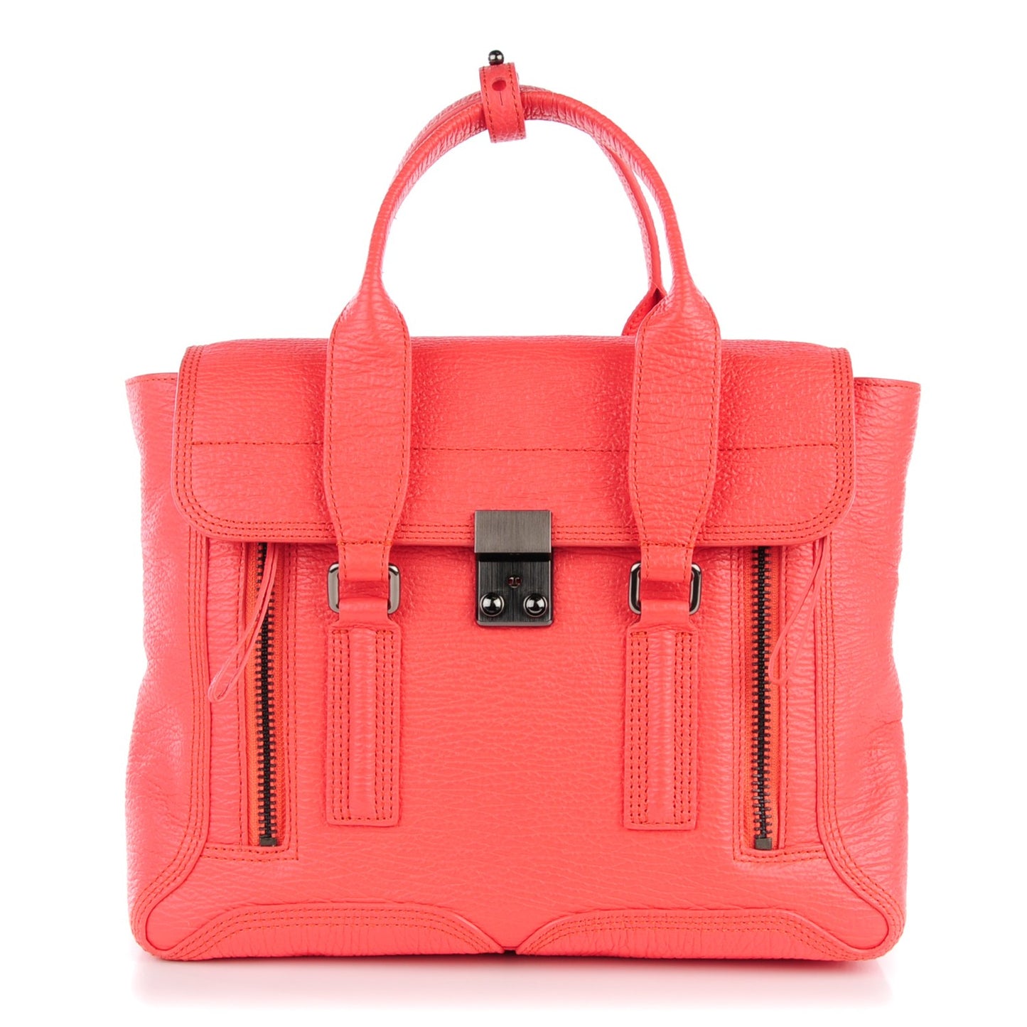3.1 Textured Calfskin Medium Pashli Satchel Coral