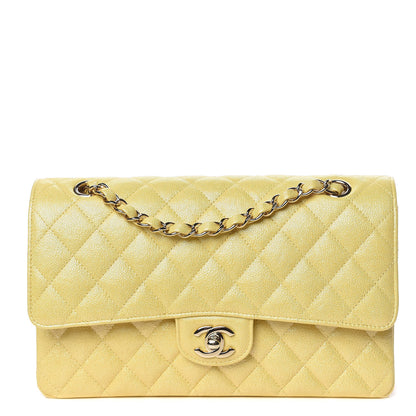 Chanel Iridescent Caviar Quilted Medium Double Flap Yellow 1 of 10