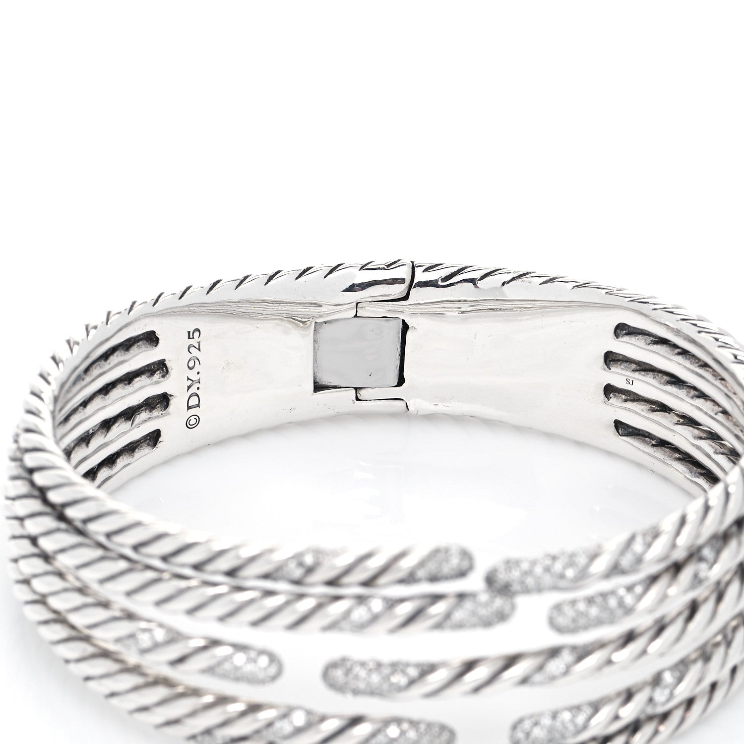 David Yurman Sterling Silver Diamond 5-Row Open Willow Bracelet 5 of 6