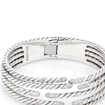 David Yurman Sterling Silver Diamond 5-Row Open Willow Bracelet 5 of 6