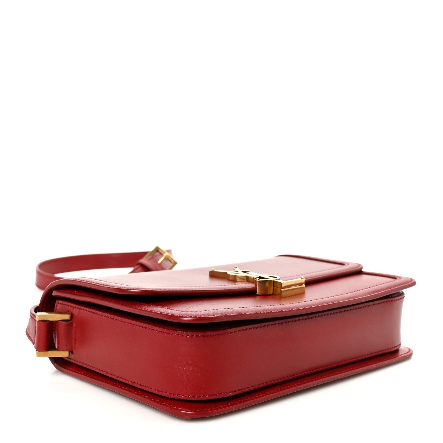 Saint Laurent Box Calfskin Monogram Medium Solferino Satchel Rouge Opyum 4 of 11