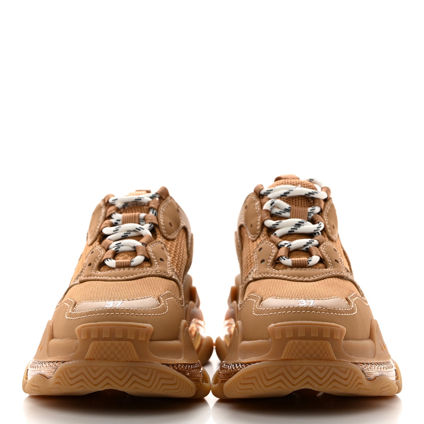 Fabric Mesh Clear Sole Womens Triple S Sneakers 37 Light Camel