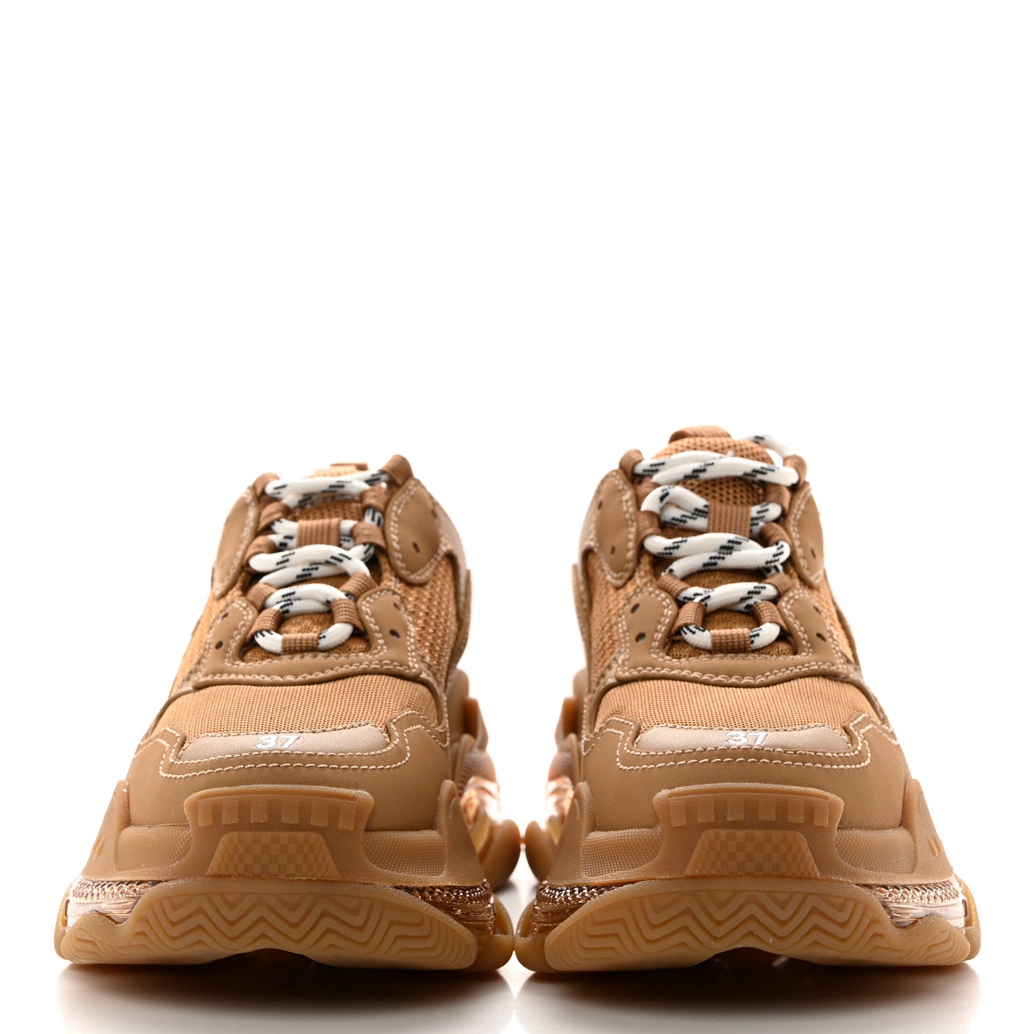 Balenciaga Fabric Mesh Clear Sole Womens Triple S Sneakers 37 Light Camel 2 of 9