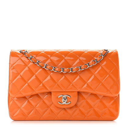 Chanel Patent Quilted Jumbo Double Flap Orange 1 of 11