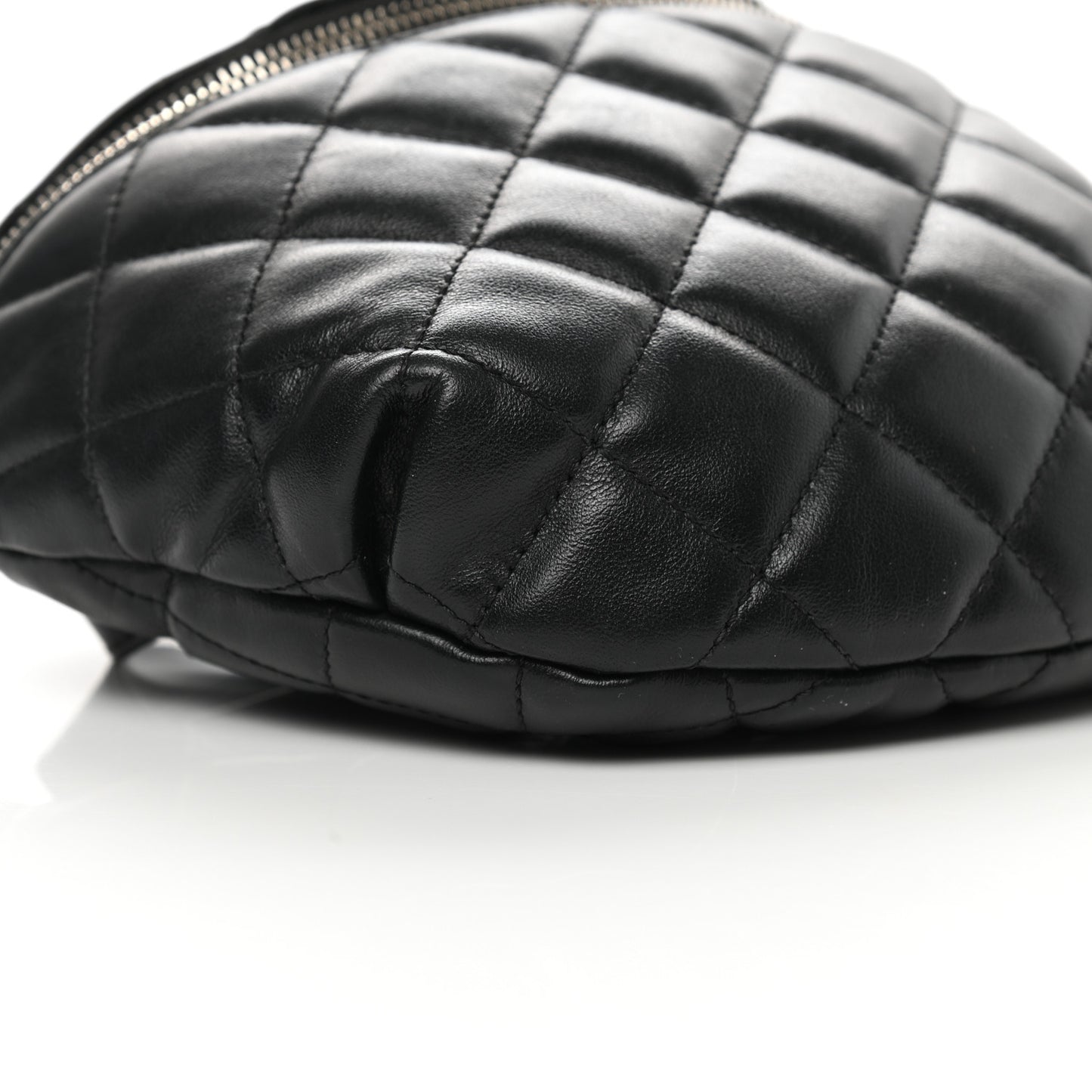 Lambskin Quilted Waist Belt Bag Black