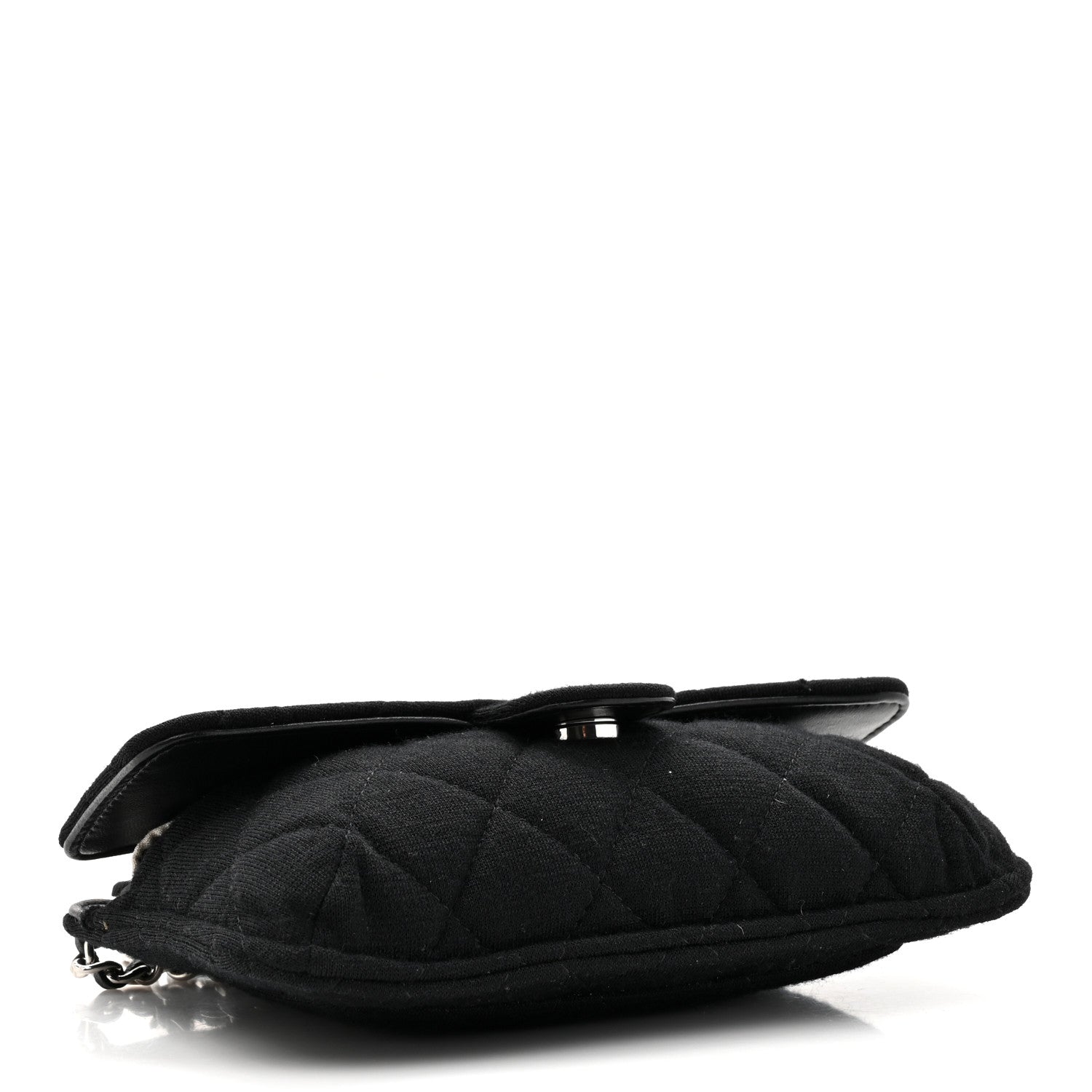 Chanel Jersey Fabric Quilted Foldable Tote With Chain Black Multicolor 6 of 18