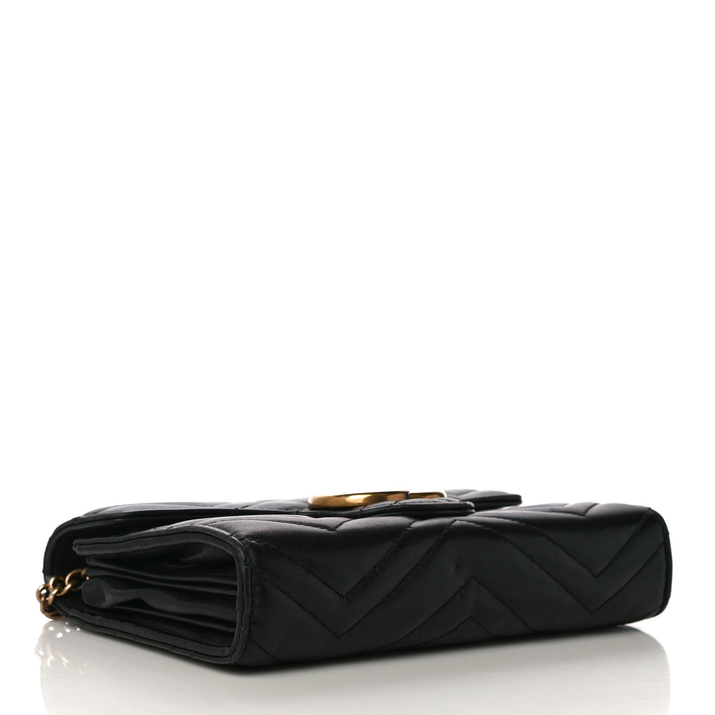Calfskin Matelasse GG Marmont Chain Wallet Black