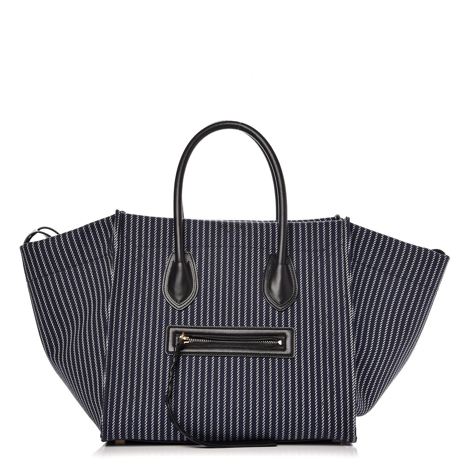 Celine Cotton Canvas Striped Medium Phantom Luggage Navy White 1 of 9