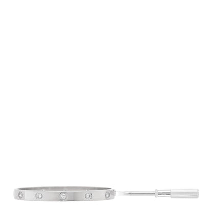 Cartier 18K White Gold 10 Diamond LOVE Bracelet 17 3 of 8
