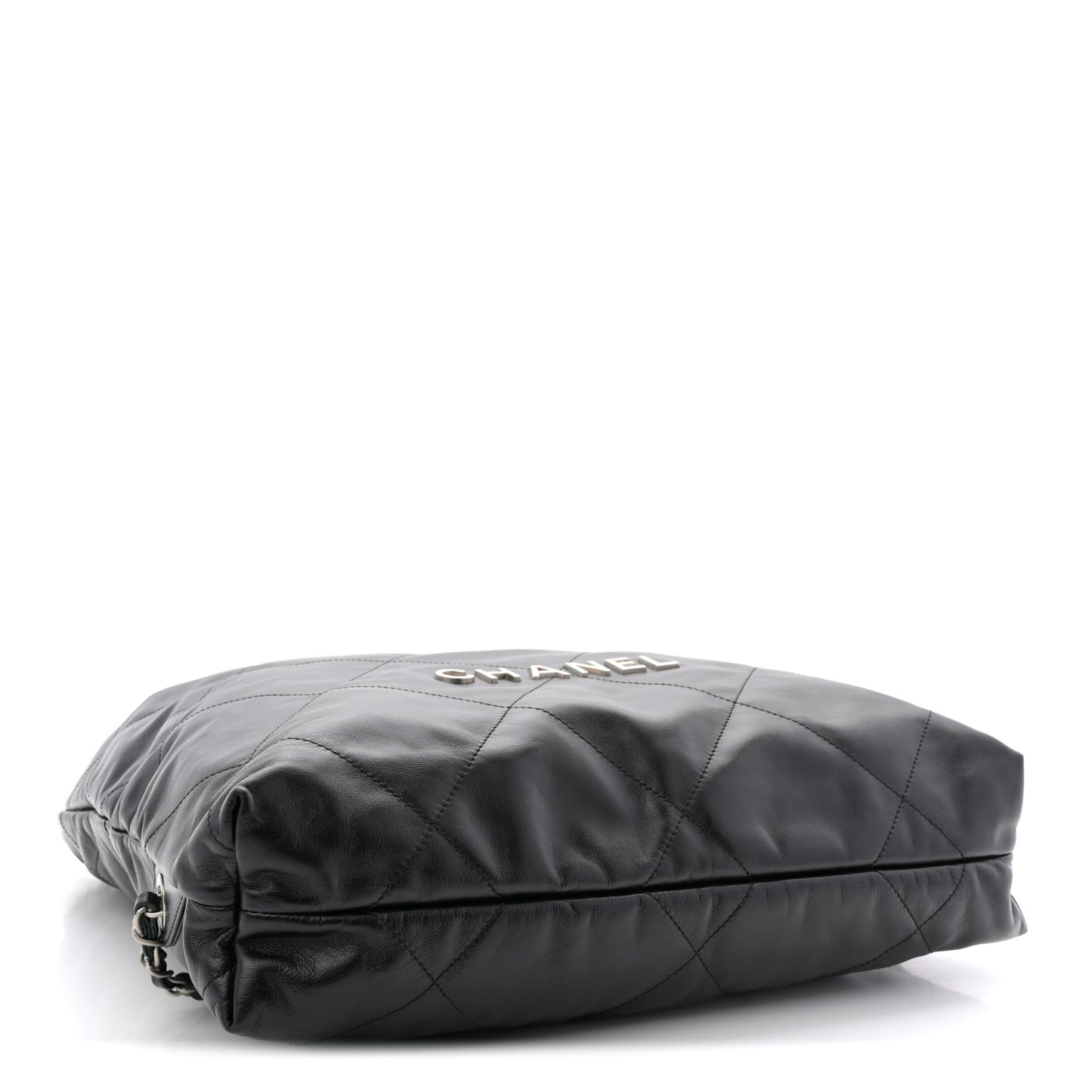 Shiny Calfskin Quilted Chanel 22 Backpack Black