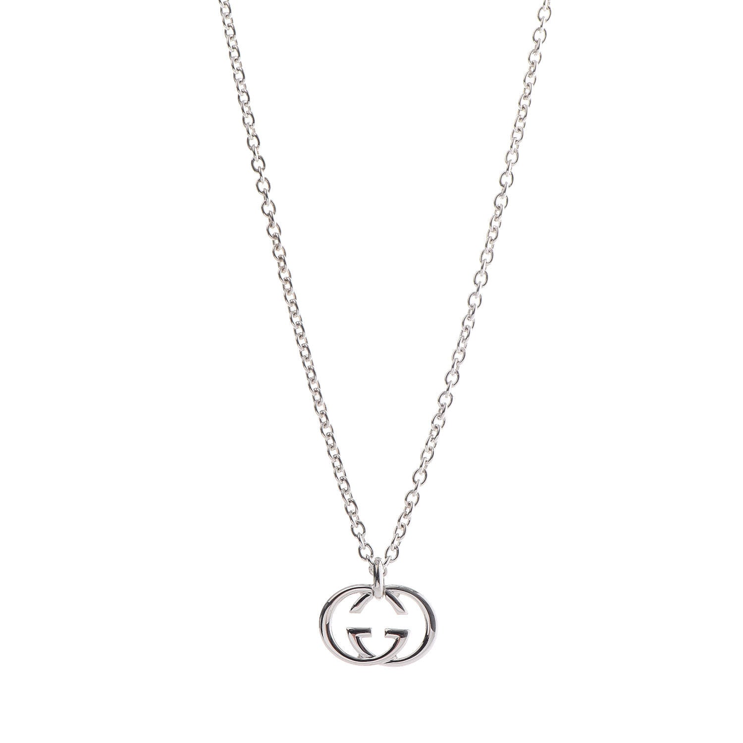 Gucci Sterling Silver Britt Interlocking GG Pendant Necklace 1 of 5