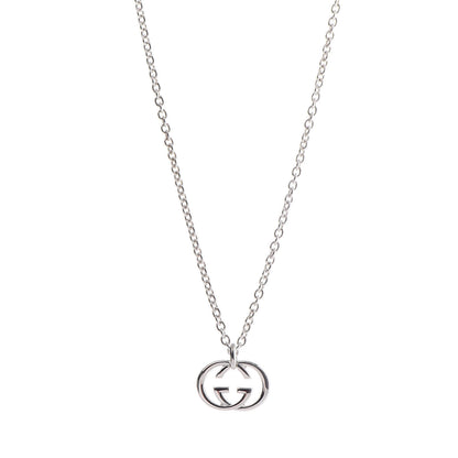 Gucci Sterling Silver Britt Interlocking GG Pendant Necklace 1 of 5