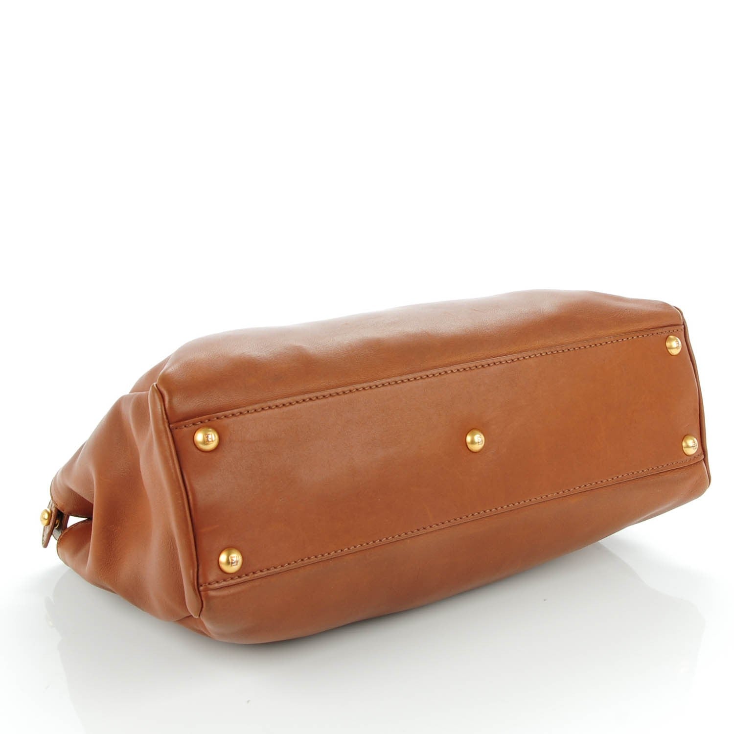 Fendi Vitello Saddle Medium Peekaboo Iconic Satchel Siena 4 of 8