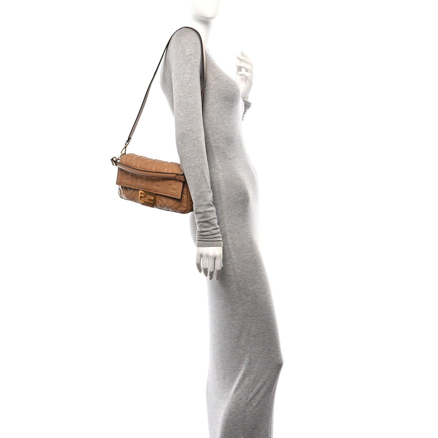 Nappa FF 1974 Embossed Baguette Miele Scuro