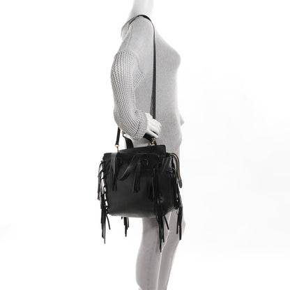 Valentino Garavani Grained Calfskin C-Rockee Fringe Tote Black 3 of 10