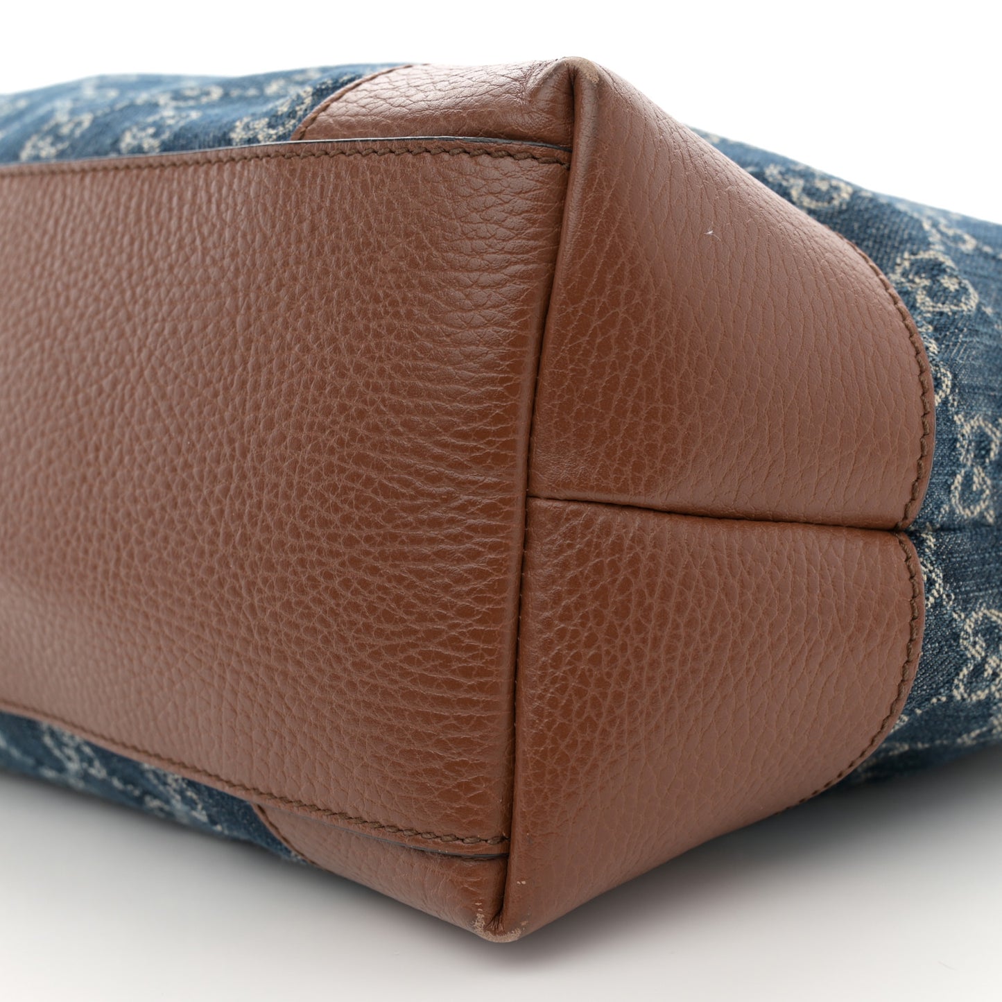 New Denim GG Monogram Medium Ophidia Shopping Tote Blue Tea Cuir