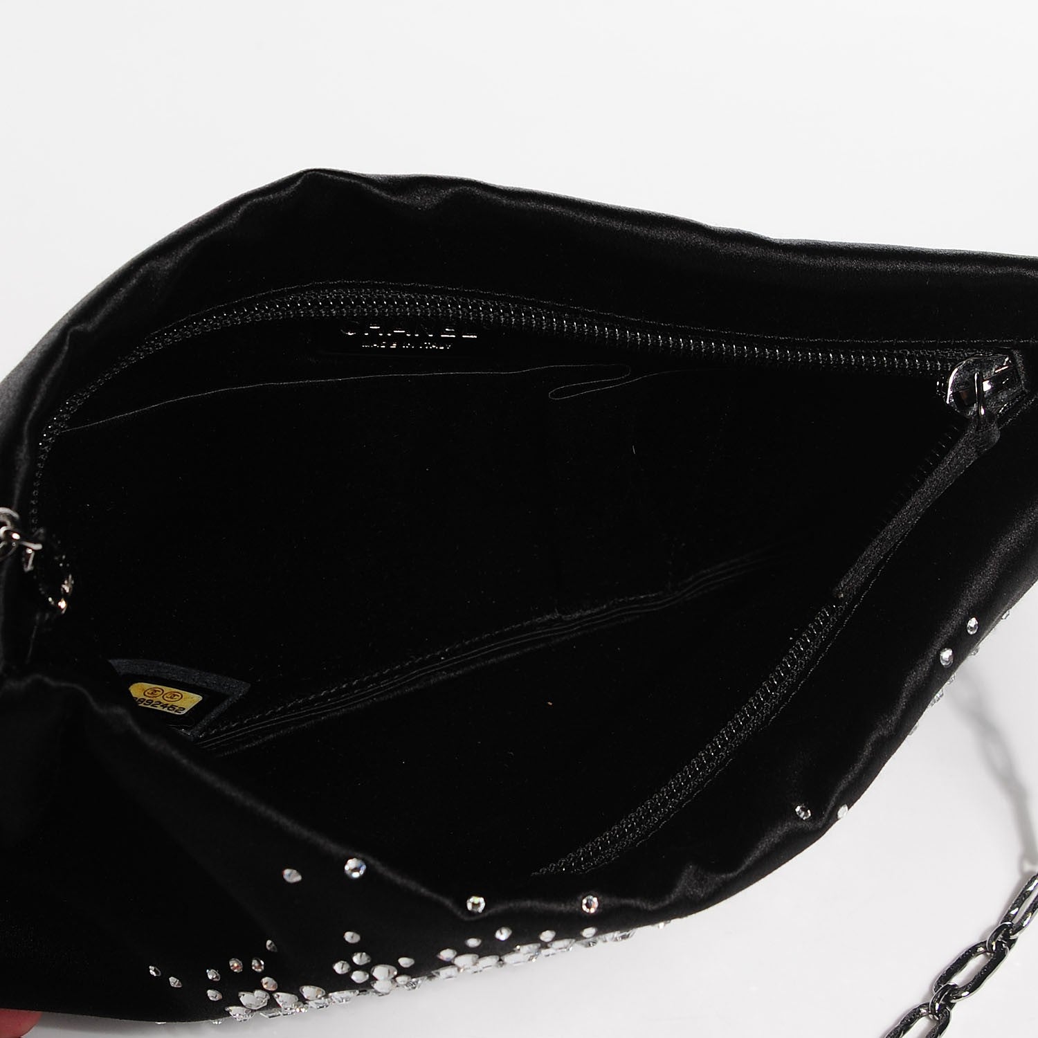Chanel Satin Diamante Evening Clutch Bag Black 5 of 7