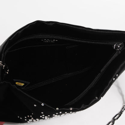 Chanel Satin Diamante Evening Clutch Bag Black 5 of 7