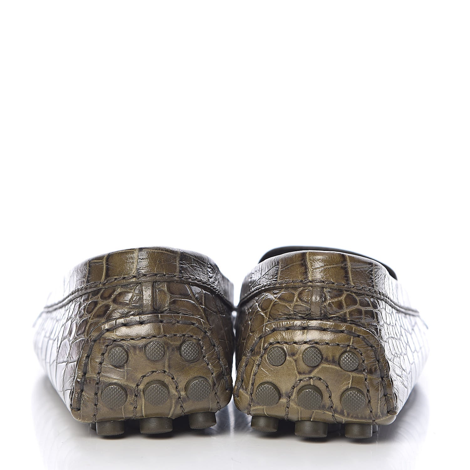 Louis Vuitton Calfskin Crocodile Embossed Dauphine Loafers 37 Green 7 of 8