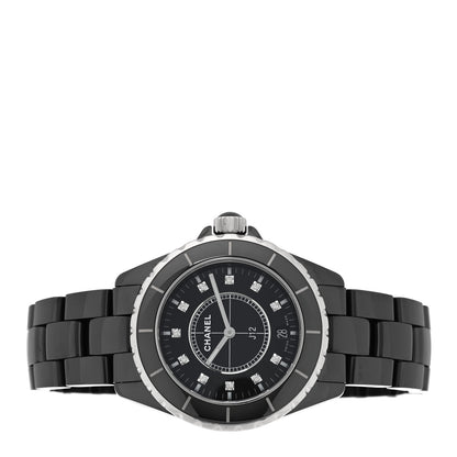 Chanel Stainless Steel Ceramic Diamond 38mm J12 Quartz Watch Black 2 of 4