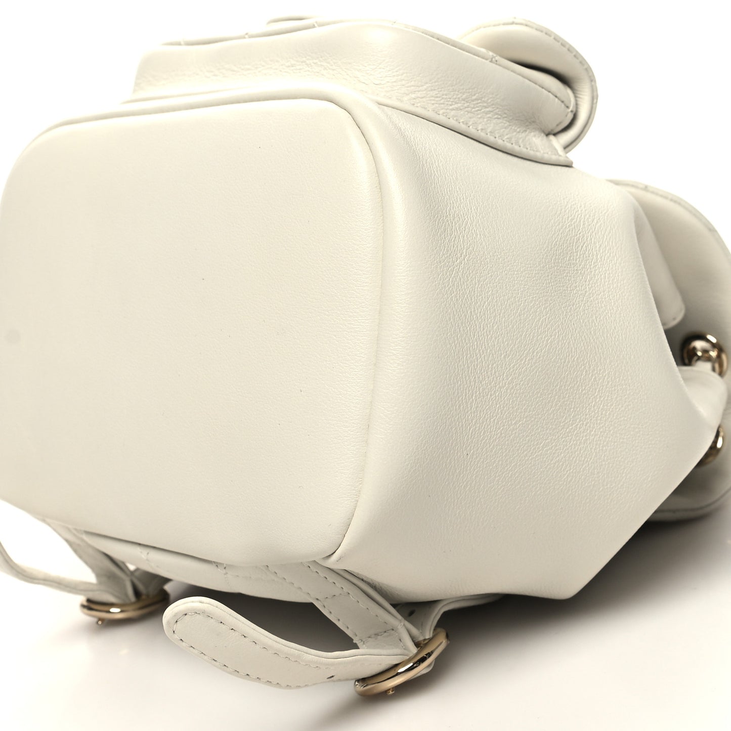 Lambskin Quilted Small Duma Drawstring Backpack White