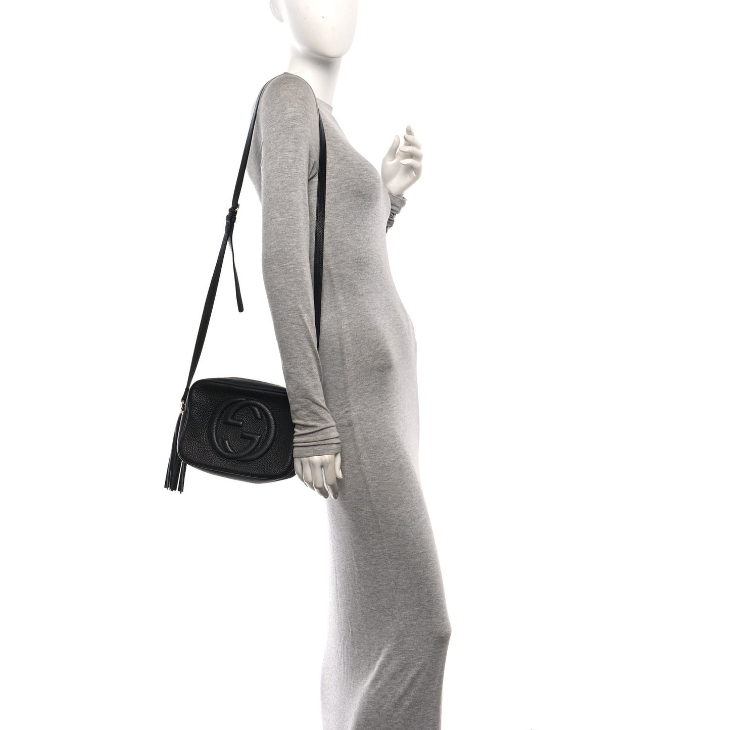 Pebbled Calfskin Small Soho Disco Bag Black