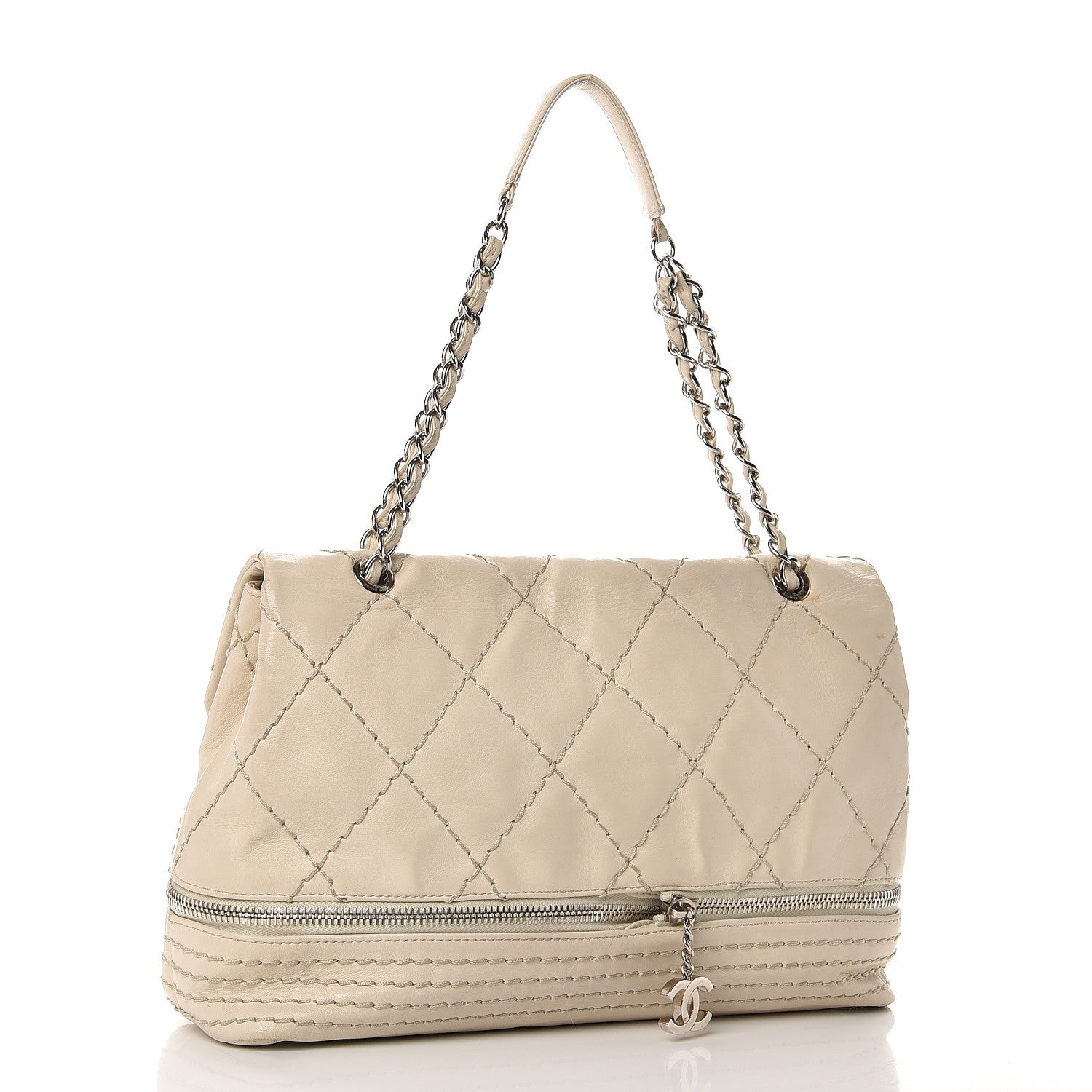 Chanel Calfskin Stitched Large Expandable Flap Bag White 3 of 19
