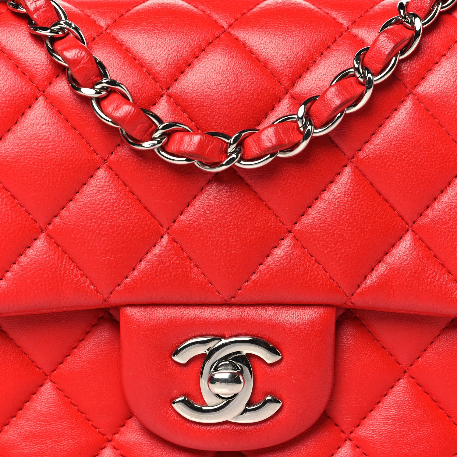 Chanel Lambskin Quilted Mini Square Flap Red 8 of 12
