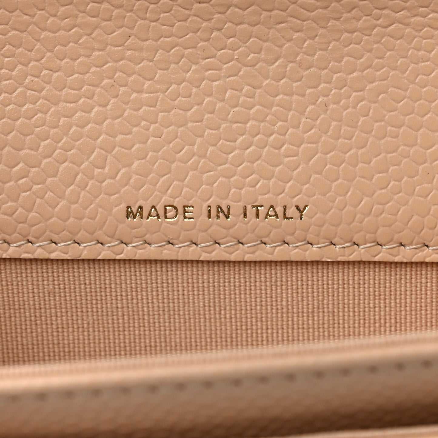 Caviar Quilted Flap Card Holder Wallet Beige
