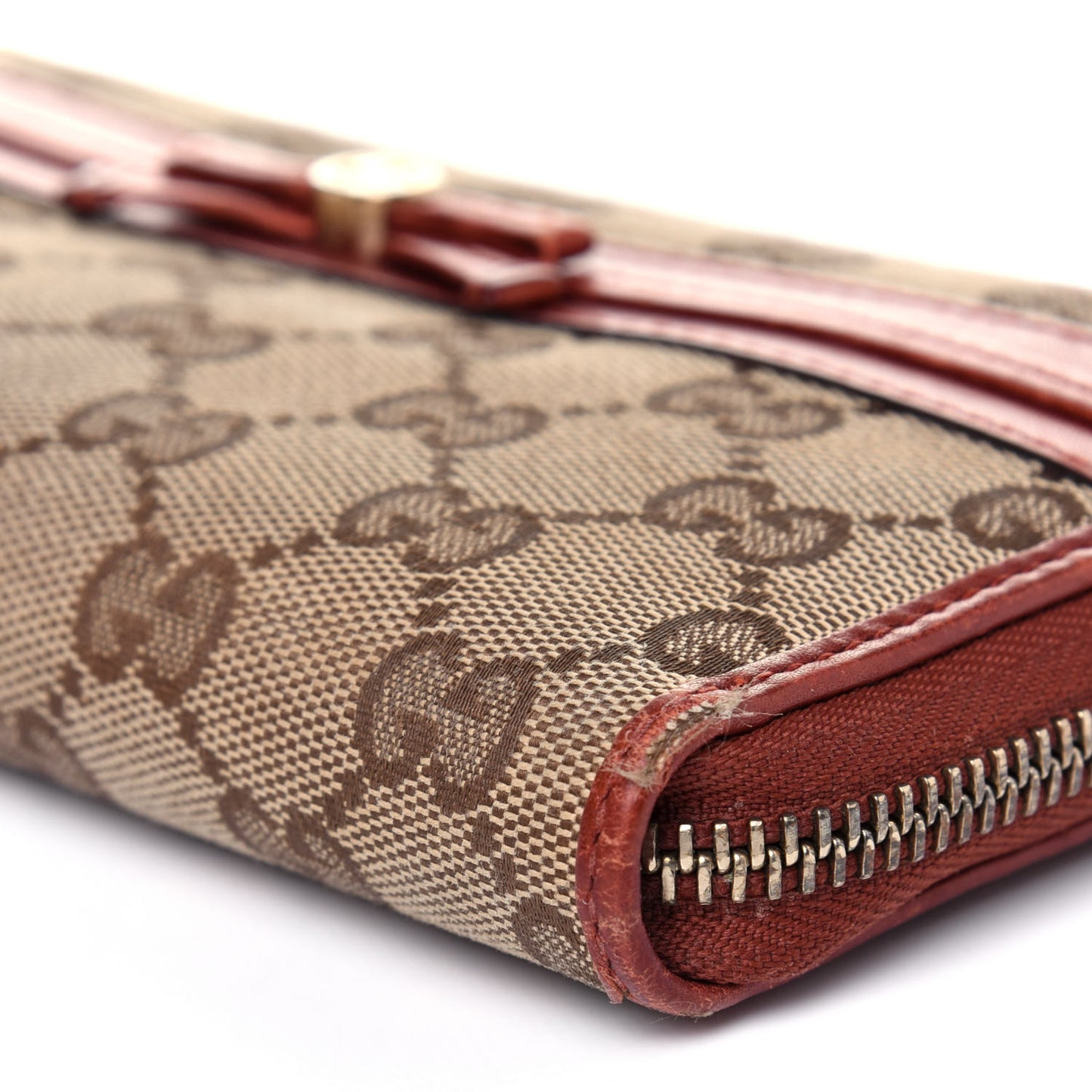 Monogram Bow Zip Around Wallet Brown