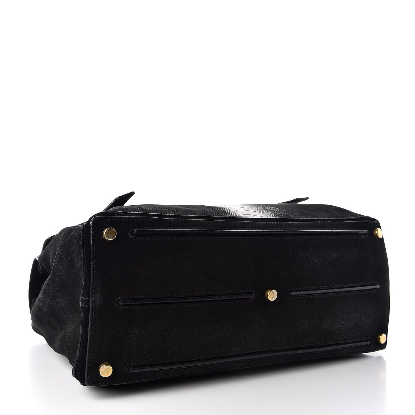 Nubuck Croc Embossed Large Muse Two Black Gold