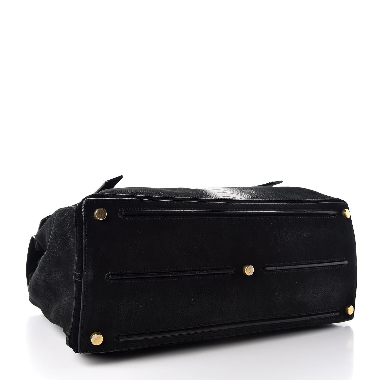 Saint Laurent Nubuck Croc Embossed Large Muse Two Black Gold 4 of 8