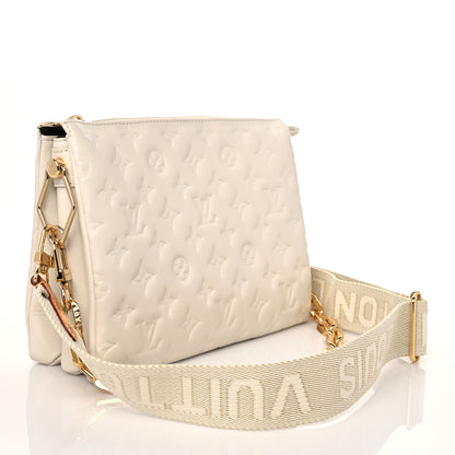 Louis Vuitton Lambskin Embossed Monogram Coussin PM Beige Cream 3 of 8