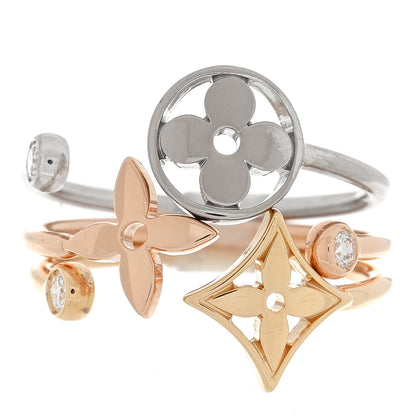 Louis Vuitton 18K Yellow Pink White Gold Diamond Idylle Blossom Ring 3 Set 52 6 1 of 4