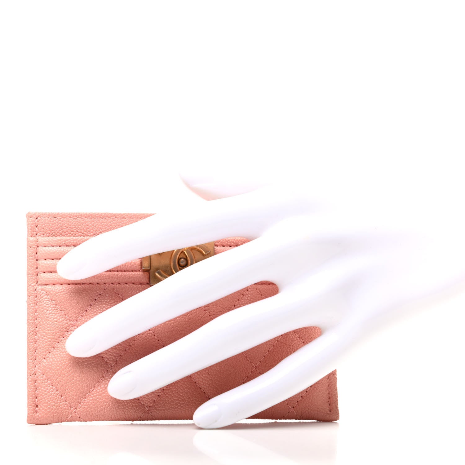 Chanel Caviar Quilted Boy Card Holder Pink 2 of 8