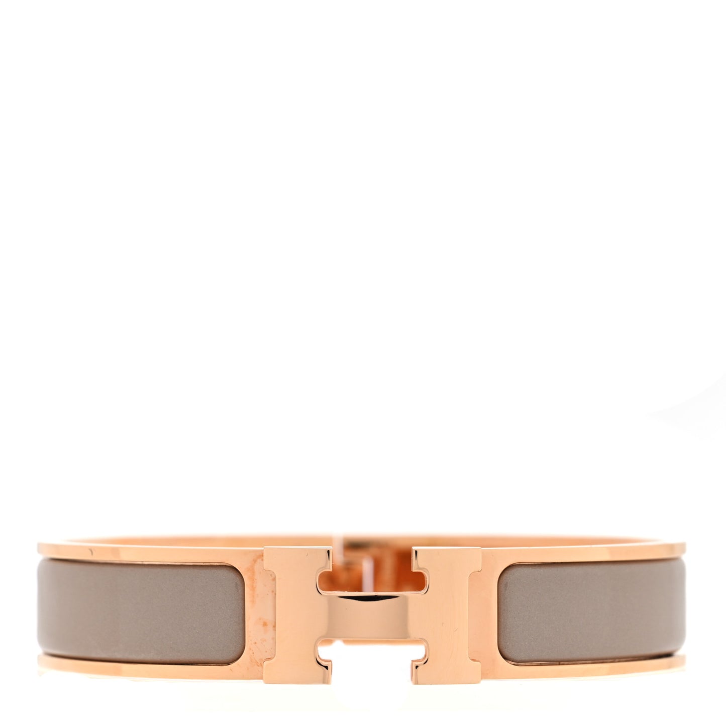 Enamel Narrow Clic Clac H Bracelet PM Marron Glace