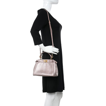 Fendi Lizard Mini Peekaboo Iconic Satchel Pink 2 of 10
