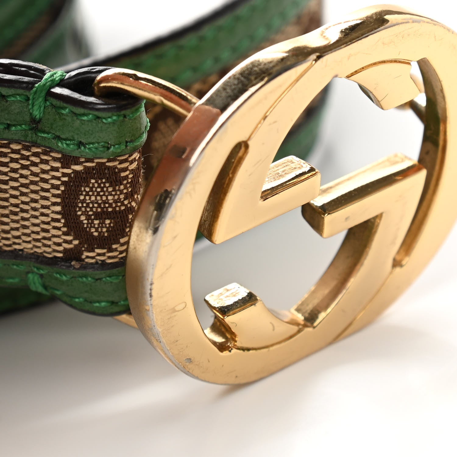 Gucci Monogram Interlocking G Belt 80 32 Green 9 of 11