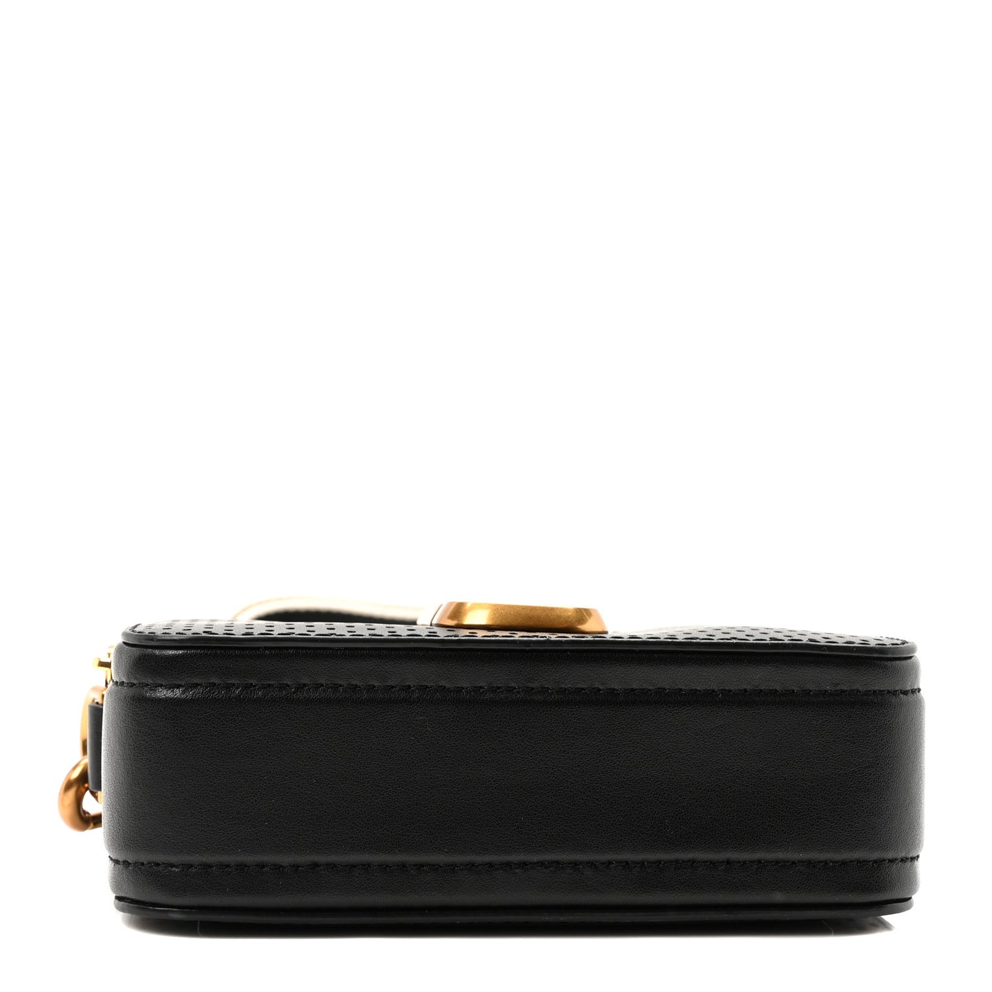 Perforated Calfskin Small Snapshot Camera Bag Black