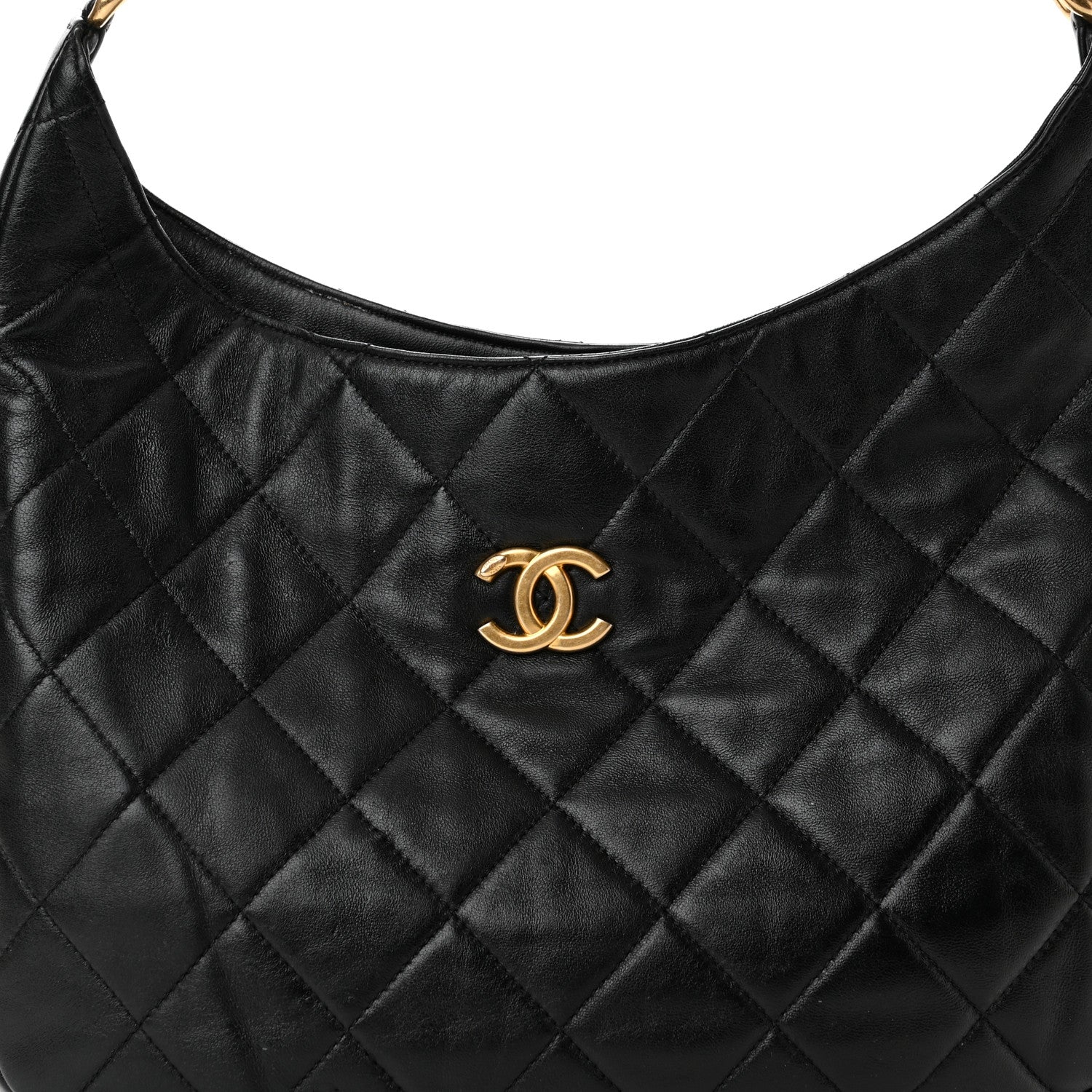 Chanel Lambskin Quilted Large CC Funky Town Hobo Black 8 of 10