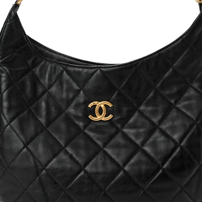 Chanel Lambskin Quilted Large CC Funky Town Hobo Black 8 of 10