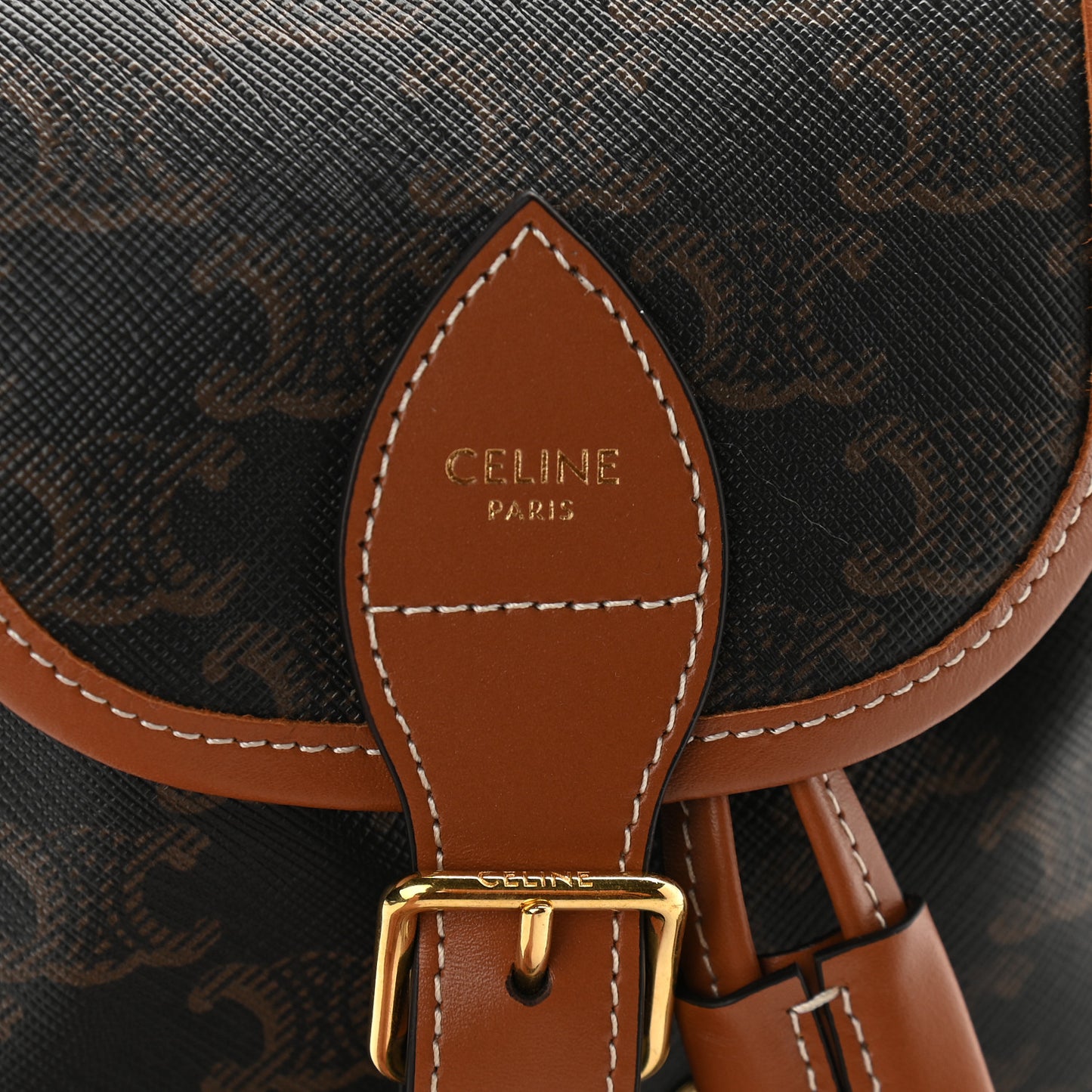 Triomphe Canvas Calfskin Mini Folco Backpack Tan