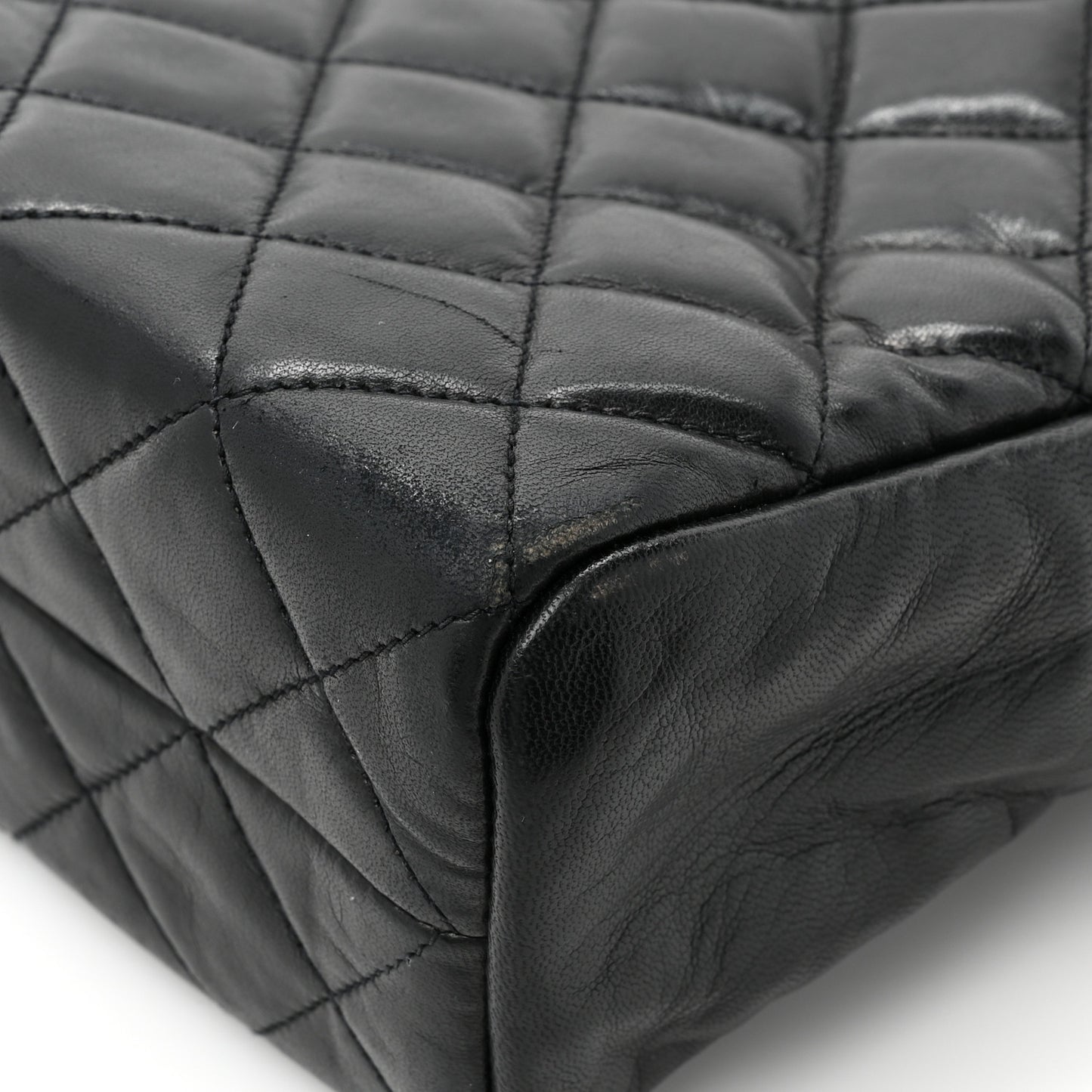 Lambskin Quilted Large Camera Case Black