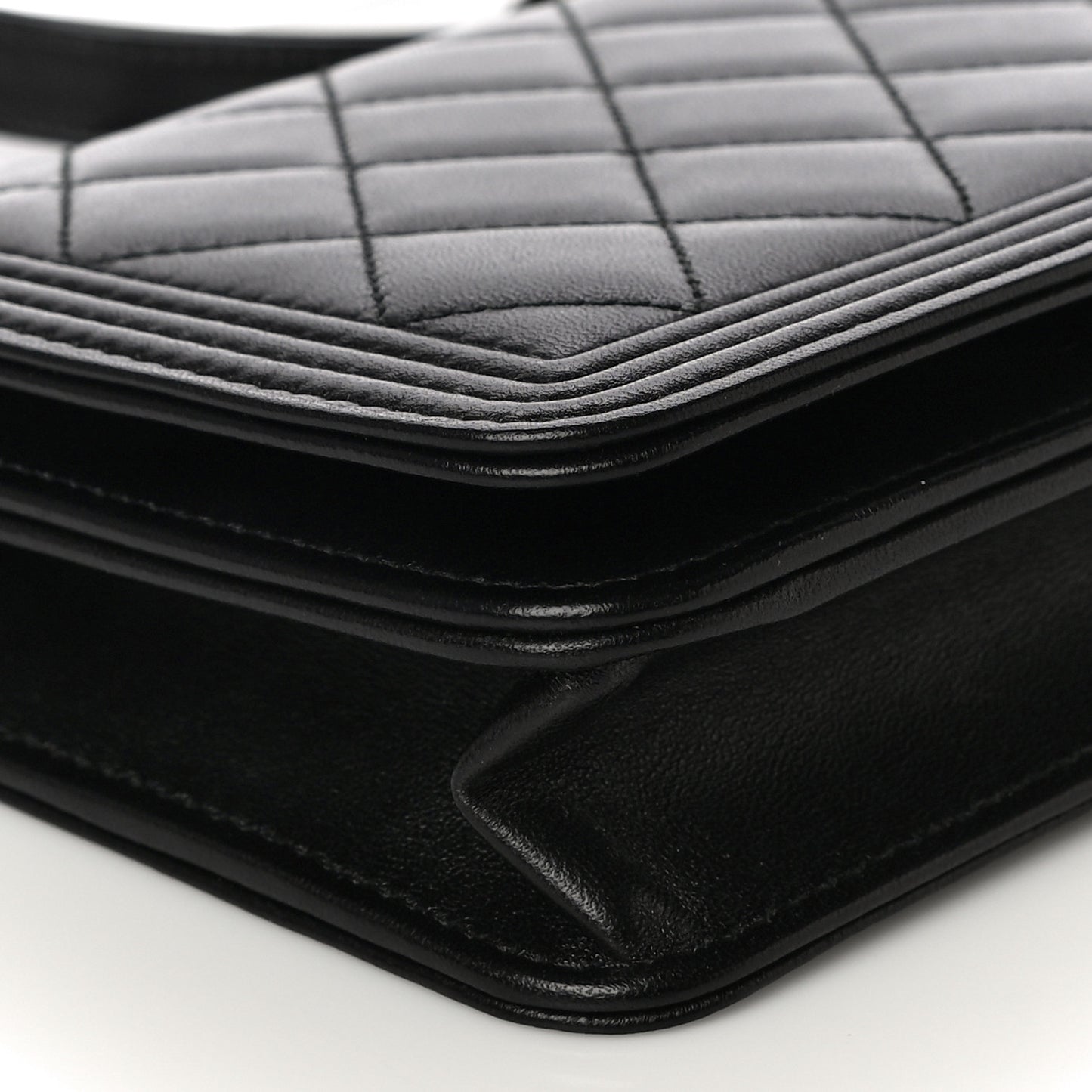Lambskin Quilted Boy Wallet On Chain WOC Black