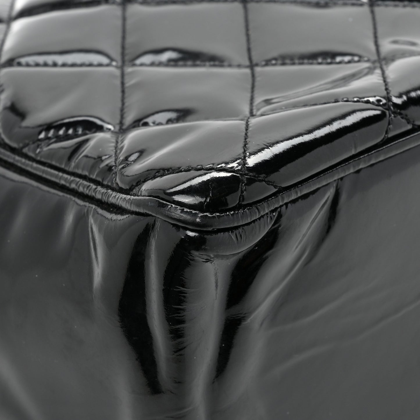 Patent Quilted Tote Black