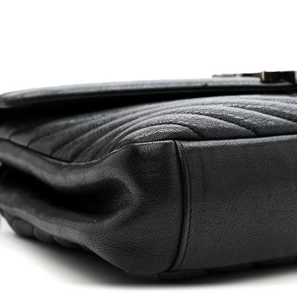 Saint Laurent Sheepskin Matelasse Chevron Monogram Medium College Bag Light Coal 11 of 15